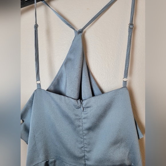 CUPSHE Women's L Halter Neck Cross Front Dress Slip Baby Blue Vacation Wedding - Picture 7 of 11